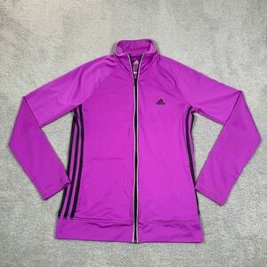 Adidas Climalite Womens Purple Track Jacket Full Zip Mesh Back Activewear Small